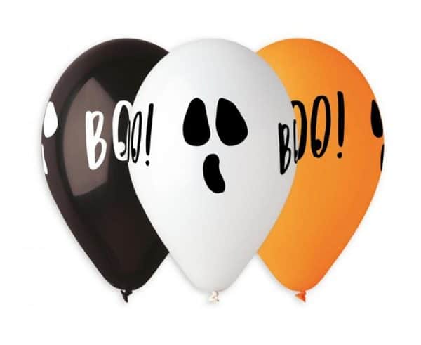 Halloween BOO luftballong, 5-pack 30 cm