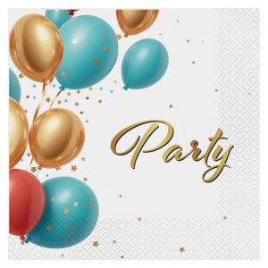 Party Balloon servettset, 20-pack, 33x33 cm