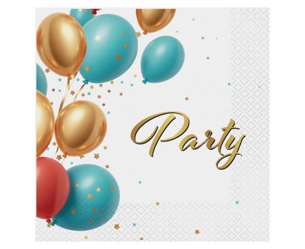 Party servettset med ballongmotiv, 20-pack 33x33 cm
