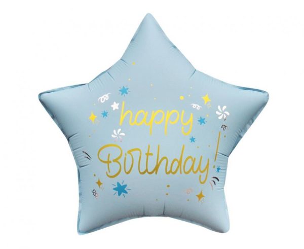 Happy Birthday Matt Blue Folieballong 44 cm