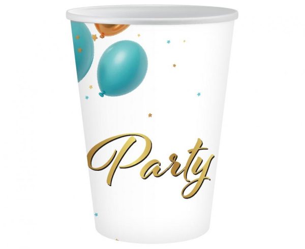 Party pappersmuggar 6-pack 250 ml med ballongmotiv