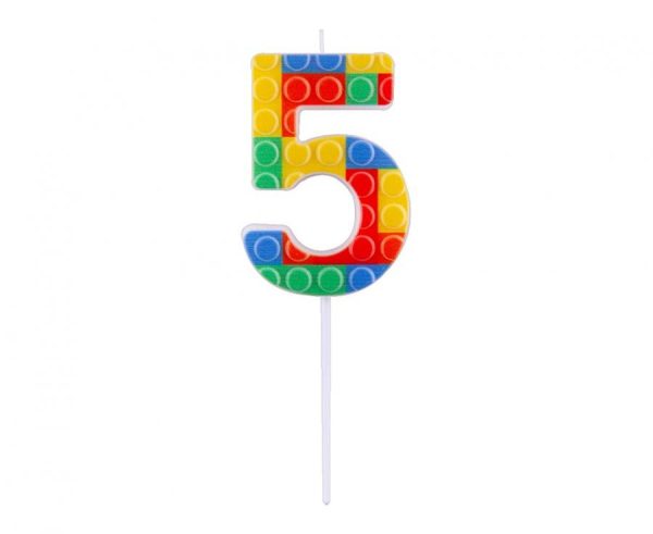 Colour Pick Blocks födelsedagsljus siffra 5, 10,5 cm