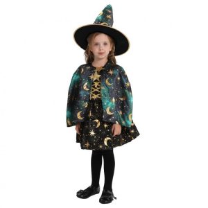 Halloween Måne & Stjärnor Trollkarlskostym 92/104 cm