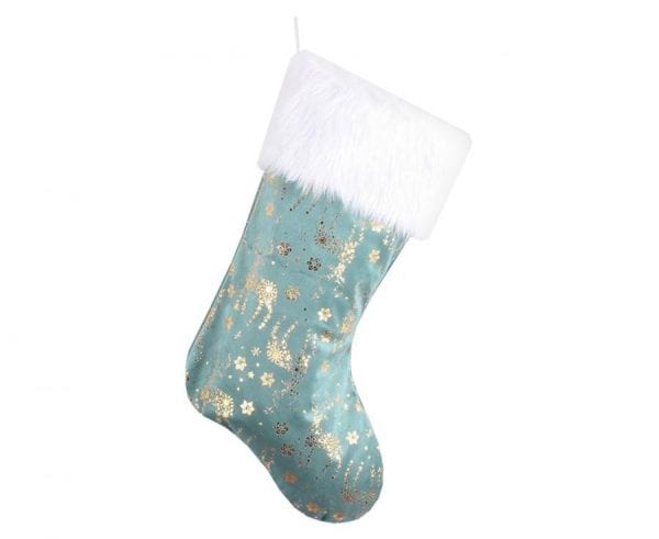 Christmas Frosty Blue Renhornsstrumpa för öppen spis, 49 cm