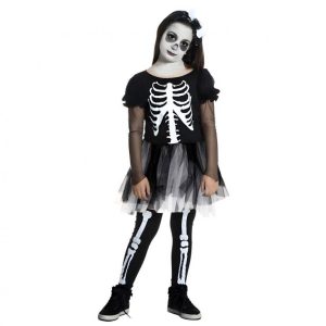 Halloween flicka skelettdräkt 110/120 cm