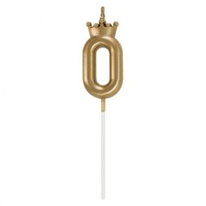 Number Champagne Crown Gold siffra 0 ljus, tårtljus 6 cm
