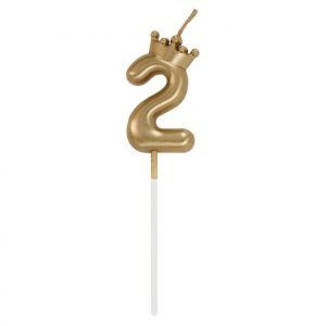 Number Champagne Crown Gold siffertårtljus 2, 6 cm