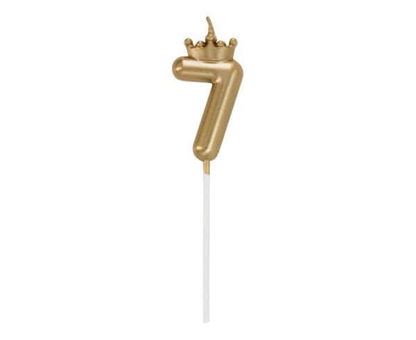 Number Champagne Crown Guld siffra 7 tårtljus 6 cm