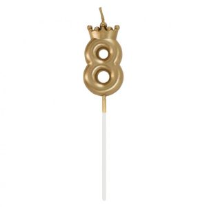 Number Champagne Crown Guld Siffra 8 Tårtljus 6 cm