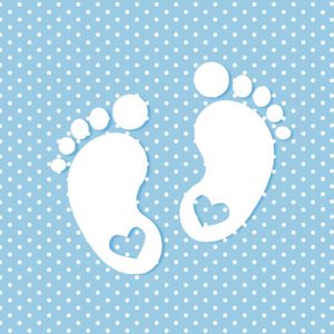 Baby Little Feet blå servettset för babyshower, 20-pack, 33x33 cm