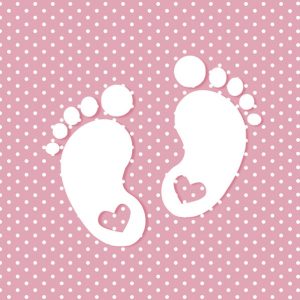 Baby Little Feet Rosa Servettset för Baby Shower, 20-pack, 33x33 cm