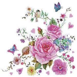 Servettset med blommor och fjärilar, 20-pack 33x33 cm