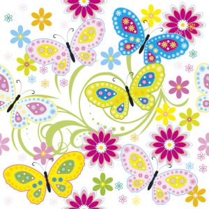 Butterfly med blommor 20-pack servetter 33x33 cm