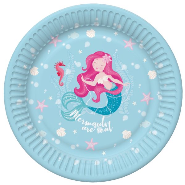 Mermaid Pastell papperstallrikar 8-pack 22,7 cm