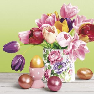 Påskservetter med tulpanbukett 20-pack 33x33 cm