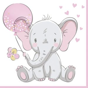 Babyrosa ballong elefant servetter 20 st 33x33 cm