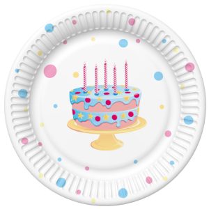 Happy Birthday-tallrikar med ballonger, 8-pack, 18 cm