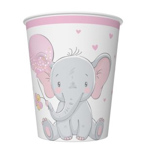 Elephant Pink Balloon Baby pappersmugg 8-pack 250 ml