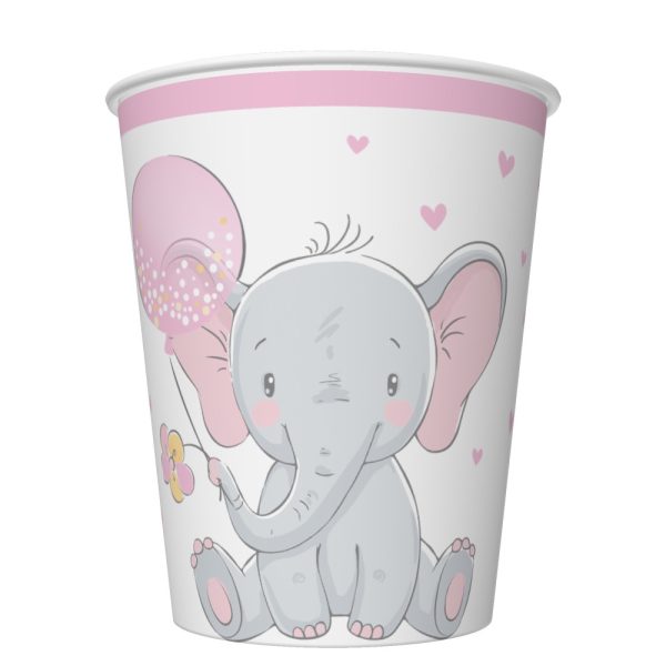 Elephant Rosa Ballong Pappersmuggar 8-pack 250 ml