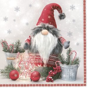 Julservetter med skandinavisk tomte, 20-pack, 33x33 cm