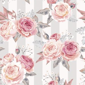 Flower Grey Stripes Rose servetter, 20-pack, 33x33 cm