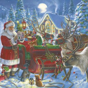 Julservetter med tomte och släde, 20-pack, 33x33 cm