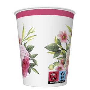 Colour Twigs med blad Rosa pappersmugg, 8 st, 250 ml