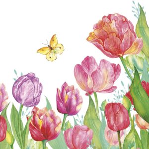 Servetter med tulpanmönster, 20-pack 33x33 cm