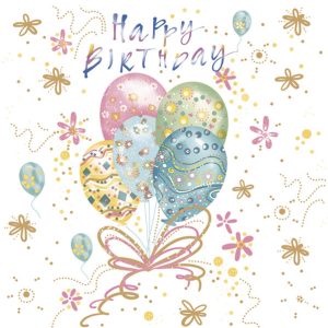 Happy Birthday Pastellballonger Servetter 20 st 33x33 cm