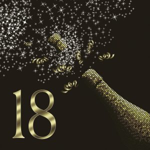 Happy Birthday 18 Guldiga Champagne Servetter 20 st 33x33 cm