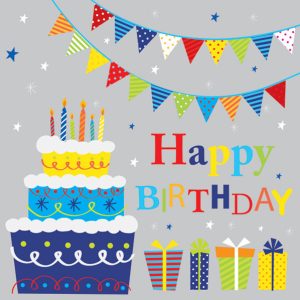 Happy Birthday-servetter och girlanger 20 st 33x33 cm