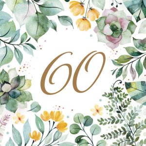 Happy Birthday Floral Frame 60 servetter 20 st 33x33 cm