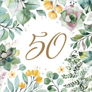 Happy Birthday Floral Frame 50 servetter 20 st 33x33 cm