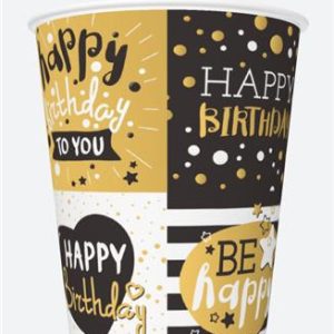 Happy Birthday pappersmugg 250 ml 8-pack