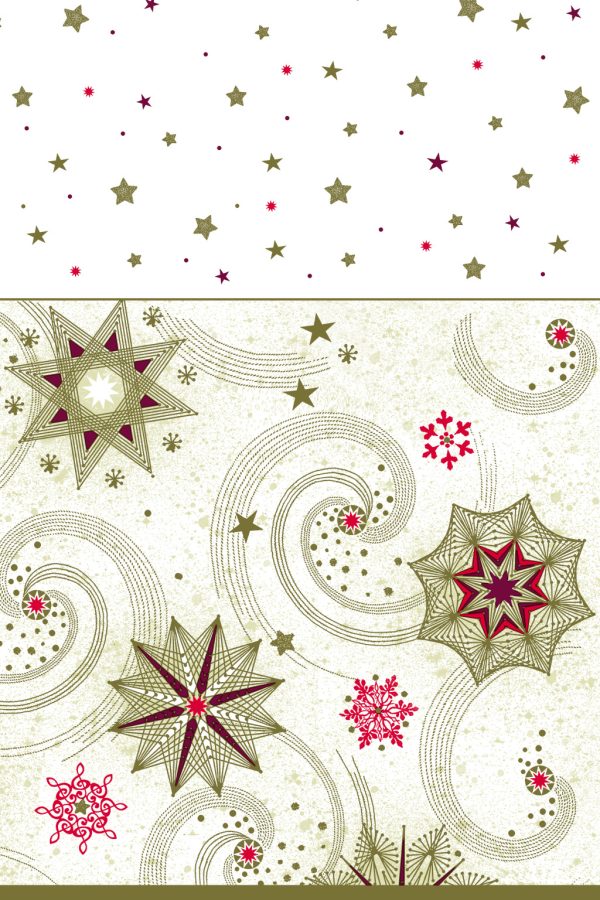 Christmas Gold Stars and Twirls pappersduk 120x180 cm