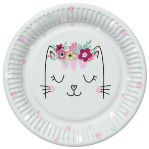 Cat Flowers Wreath pappersassiett 8 st 22,7 cm