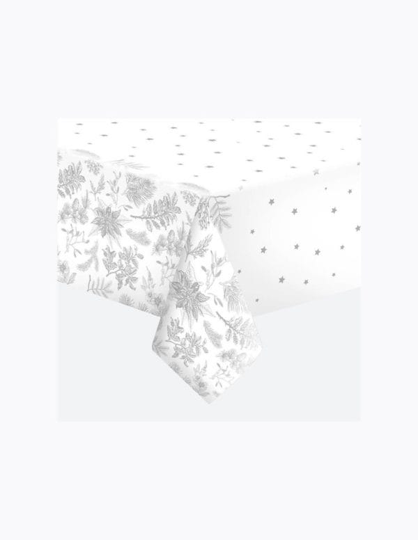 Christmas Botanical Silver pappersduk 120x180 cm