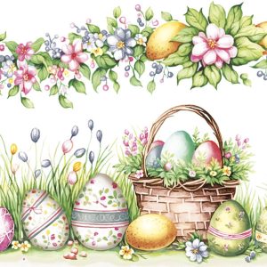 Påskservett med korg och ägg 20-pack 33x33 cm