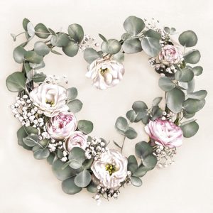 Heart eucalyptus servetter 20 st 33x33 cm