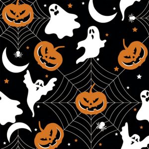 Halloween skrämmande svarta servetter, 20-pack, 33x33 cm