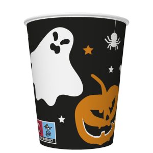 Halloween skrämmande svarta pappersmuggar 8 st 250 ml