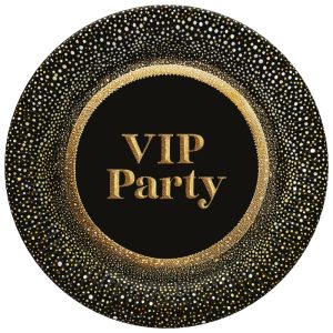 Party Gold VIP pappersassiett set om 8, 18 cm
