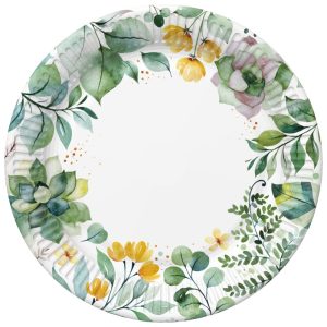 Colour Floral Frame Blommig Pappersassiett 8 st 18 cm