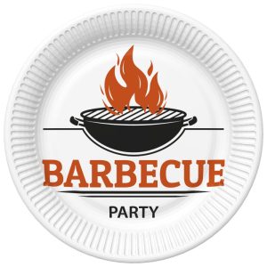 BBQ Party grillpappersassietter 8-pack, 22,7 cm