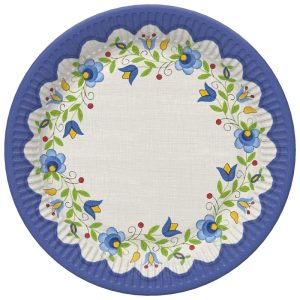 Colour Folk Broderade Pappersassietter, 8-pack, 22,7 cm