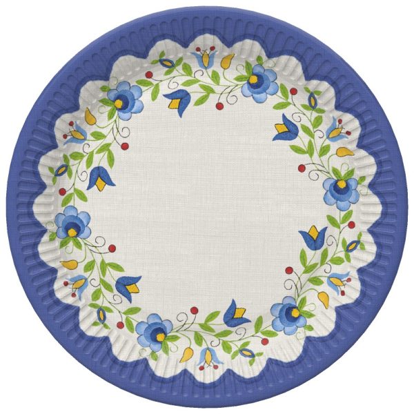 Colour Folk Broderade Pappersassietter 8-pack, 22,7 cm