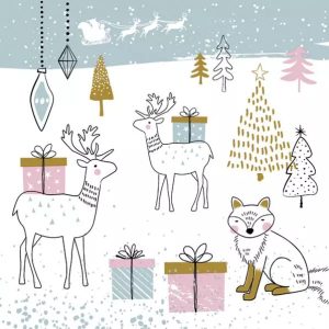 Christmas Winter Animals servetter, 20-pack, 33x33 cm