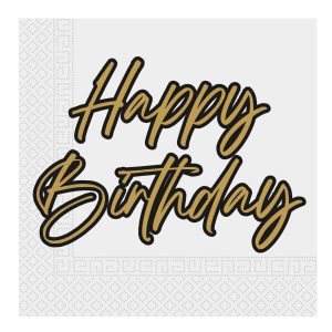 Happy Birthday Elegant Servetter 20 st 33x33 cm FSC