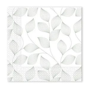 Flower Grey Leaf Servetter 20 st 33x33 cm FSC
