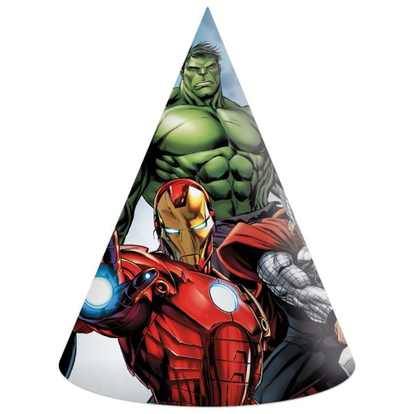 Avengers Evergreen partyhatt, trekantig 6-pack FSC